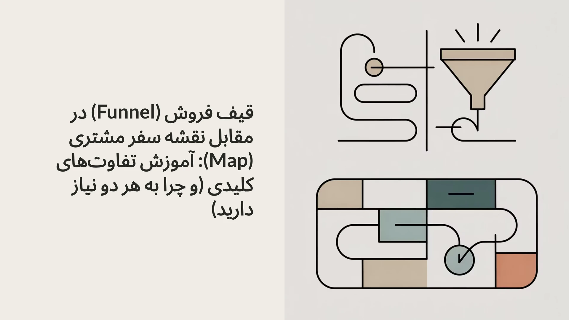 قیف فروش (Funnel) در مقابل نقشه سفر مشتری (Map): آموزش تفاوت‌های کلیدی (و چرا به هر دو نیاز دارید)