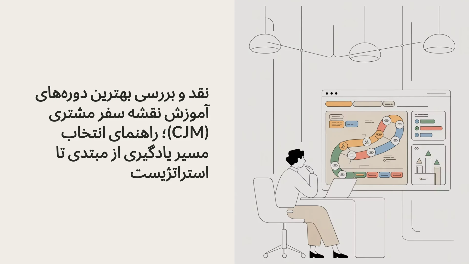 نقد و بررسی بهترین دوره‌های آموزش نقشه سفر مشتری (CJM)؛ راهنمای انتخاب مسیر یادگیری از مبتدی تا استراتژیست